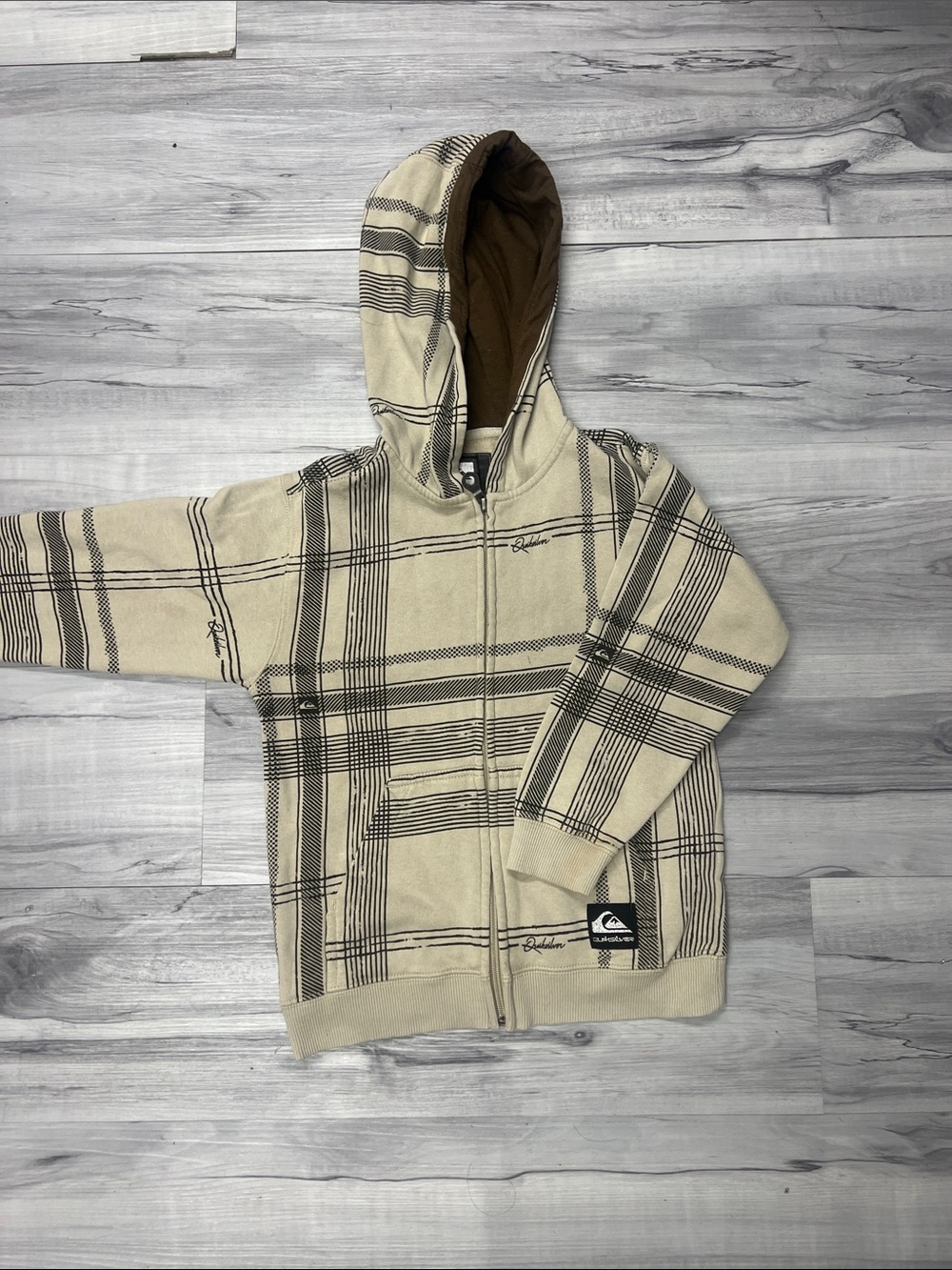 Quiksilver Kids Cream Plaid Zip Hoodie